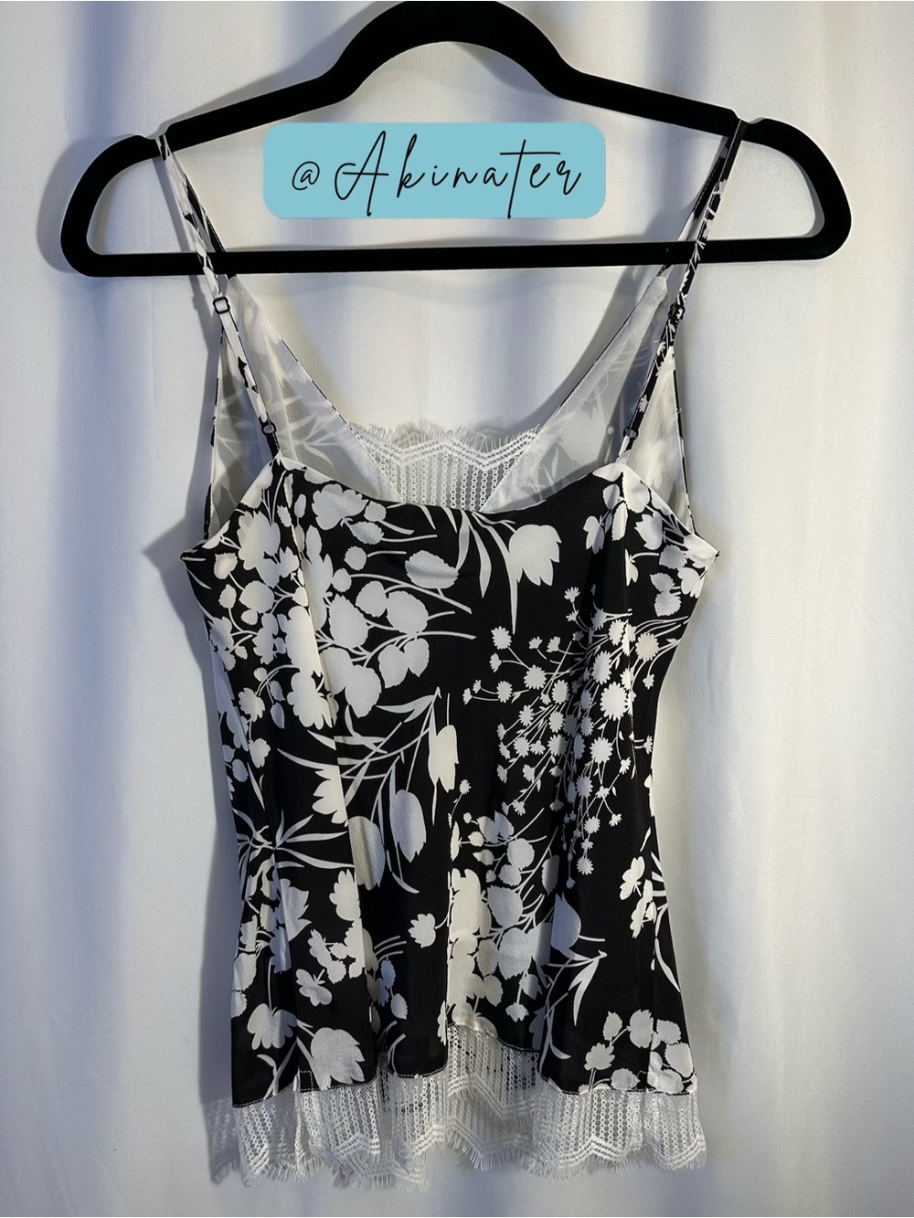 Gold Hawk Black & White Dove Shadow Print Silk/Lace cami Size Small NWT - Picture 2 of 7